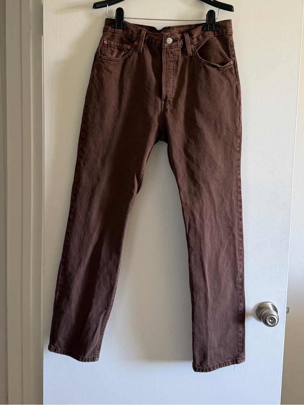 Levi’s Premium Denim Brown Cotton High Rise 501 Button Fly Jeans size 29 EUC - Picture 2 of 12
